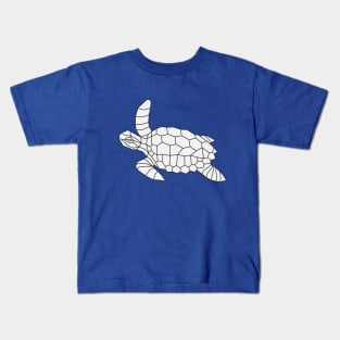 Geometric Sea Turtle on White Kids T-Shirt